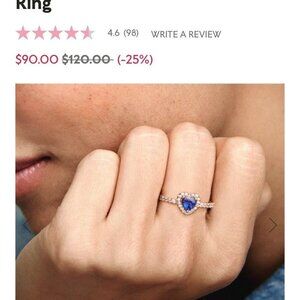 Pandora Blue Heart Ring size 5.5